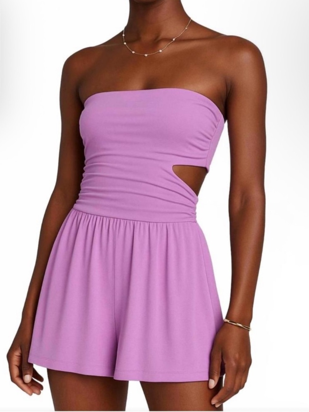 Susana Monaco Strapless Tube Cutout Romper Pink Diamond XS NWT Made in USA